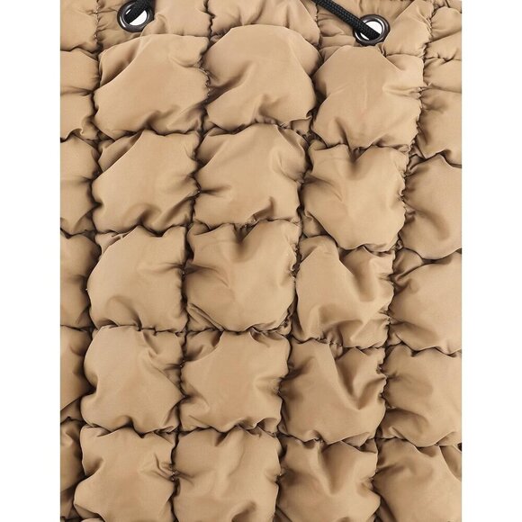 ✨ Contail Puffer Bookbag Women Tan 18L Qulited Puffy Front Slip Pocket Backpack - Picture 5 of 9